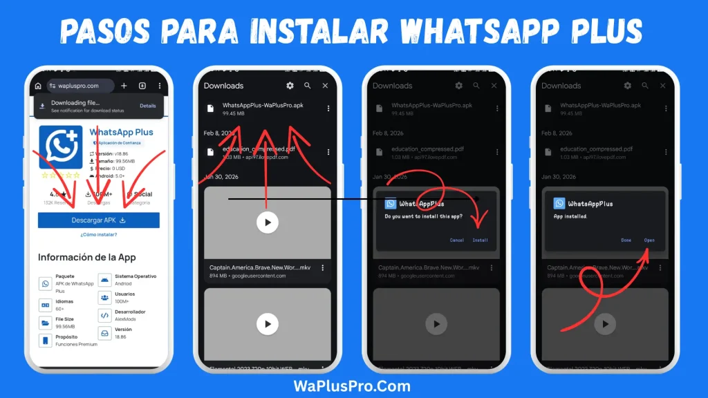 pasos para instalar whatsapp plus